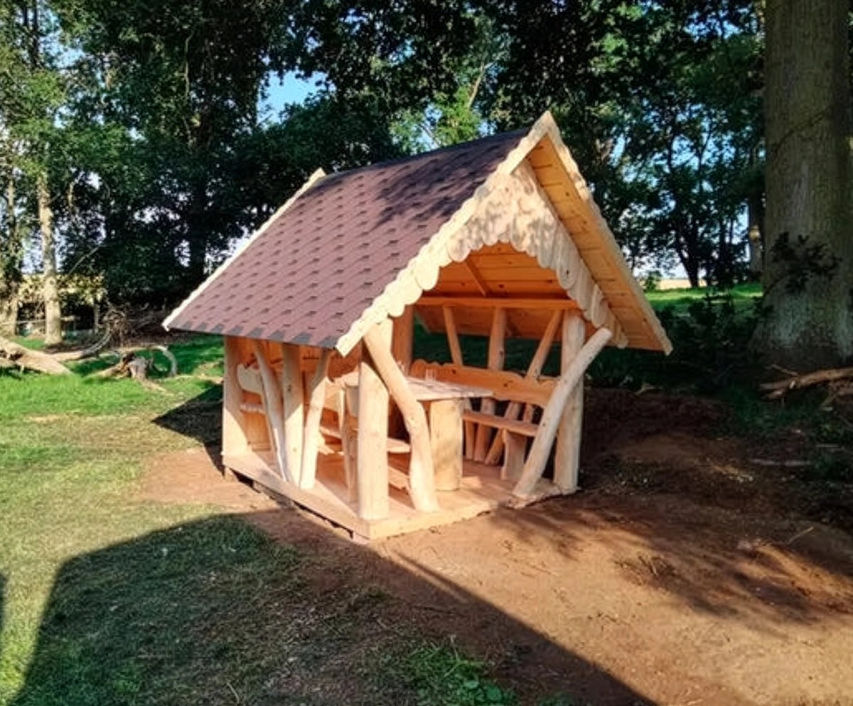 Outdoor wooden gazebo shelter for gardens by Greenart Landscapers in Aberdeen, Aberdeenshire