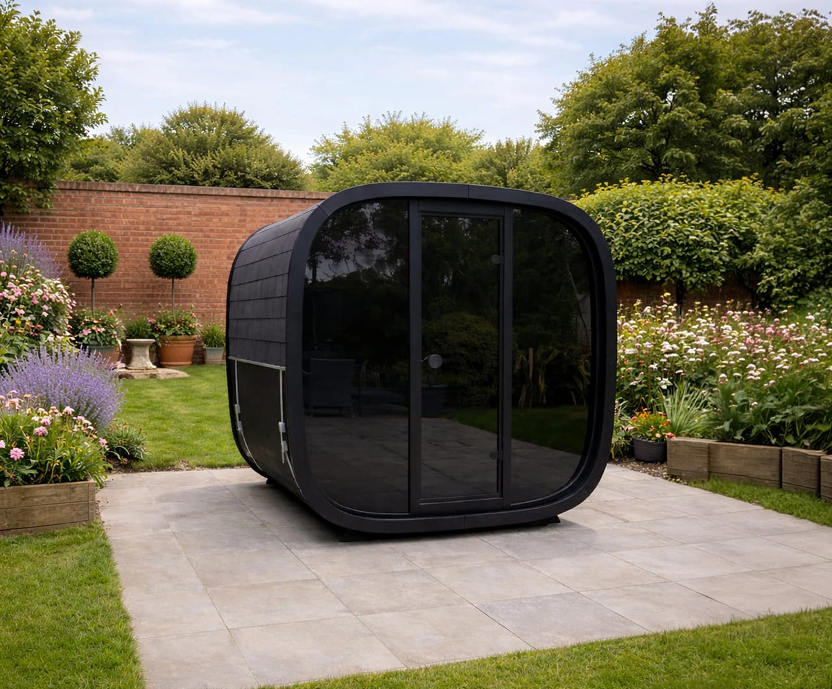 3-4 person garden sauna with glass front in Aberdeen Scotland