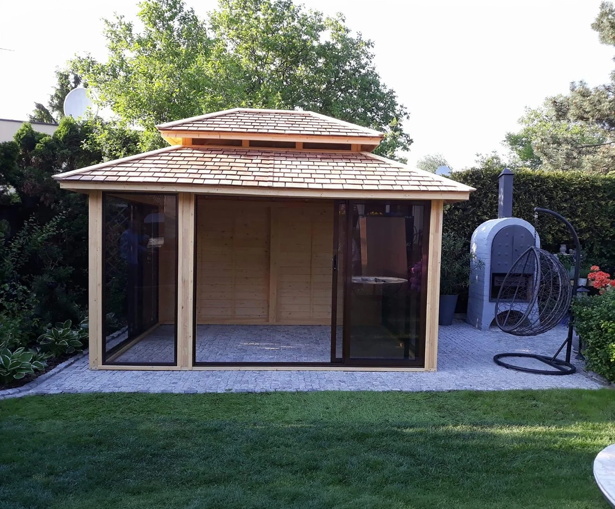 Garden Pavilion Siesta 12m² wooden gazebo by Greenart Landscapes in Aberdeen Aberdeenshire